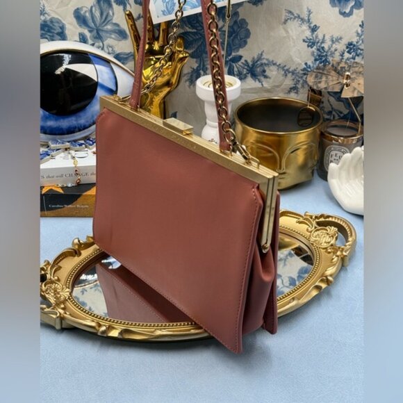 🆕 OROTON 🧿 NWOT Icon Frame Clutch, Rosewood Pink - Picture 5 of 16
